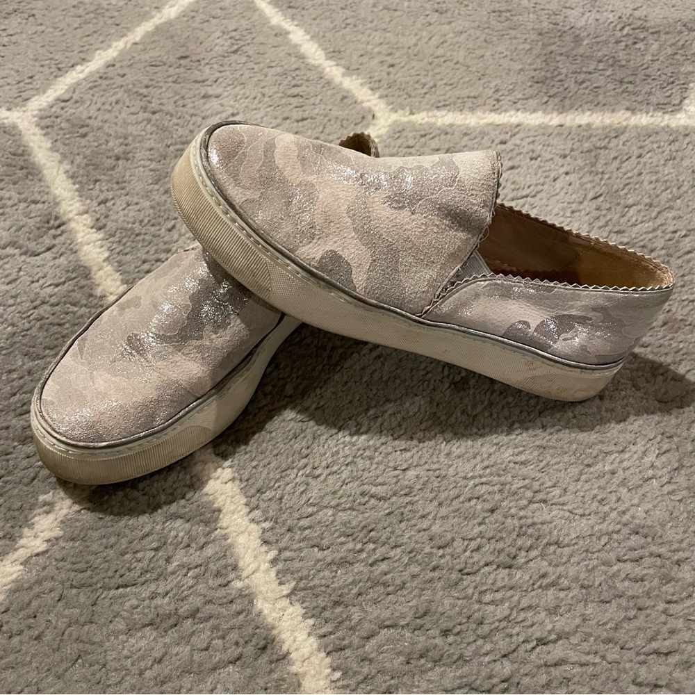 Stuart Weitzman Silver Camo Slip On Sneakers